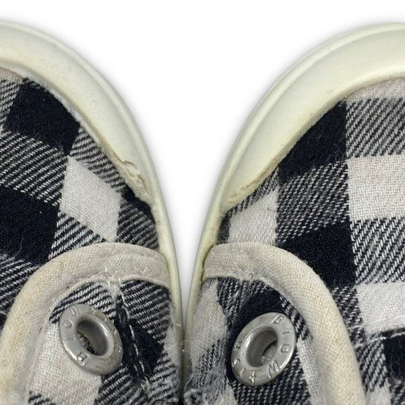 Blowfish Malibu Laceless Plaid Sneakers ZS006 Slip On Lined Black White Youth 3 - Picture 10 of 10